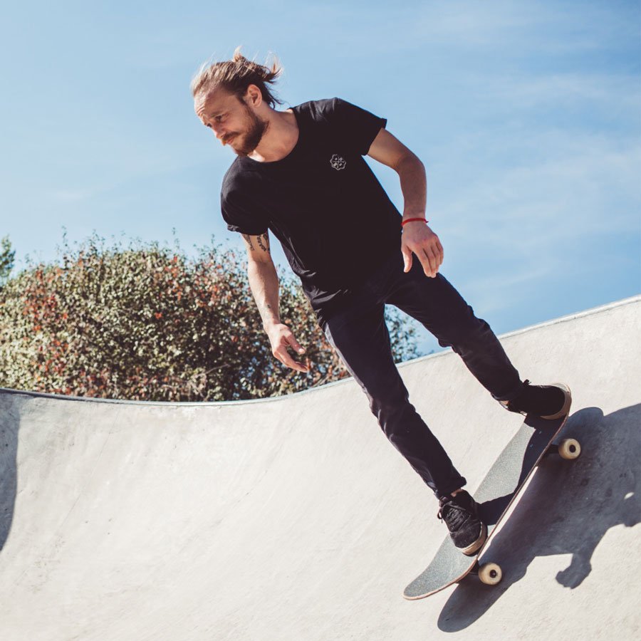 A man skateboarding