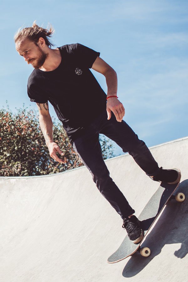 A man skateboarding