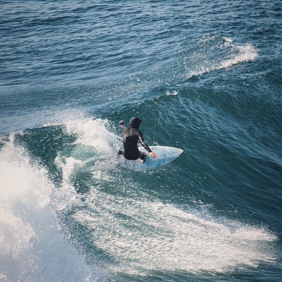 A man surfing a wave