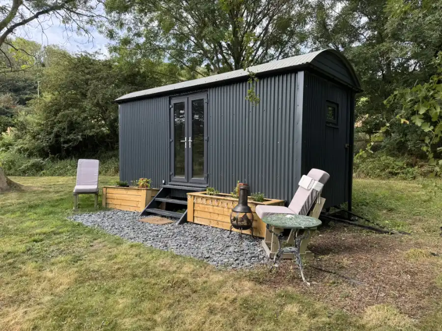 The Nest, a cosy shepherd hut located near Perranporth